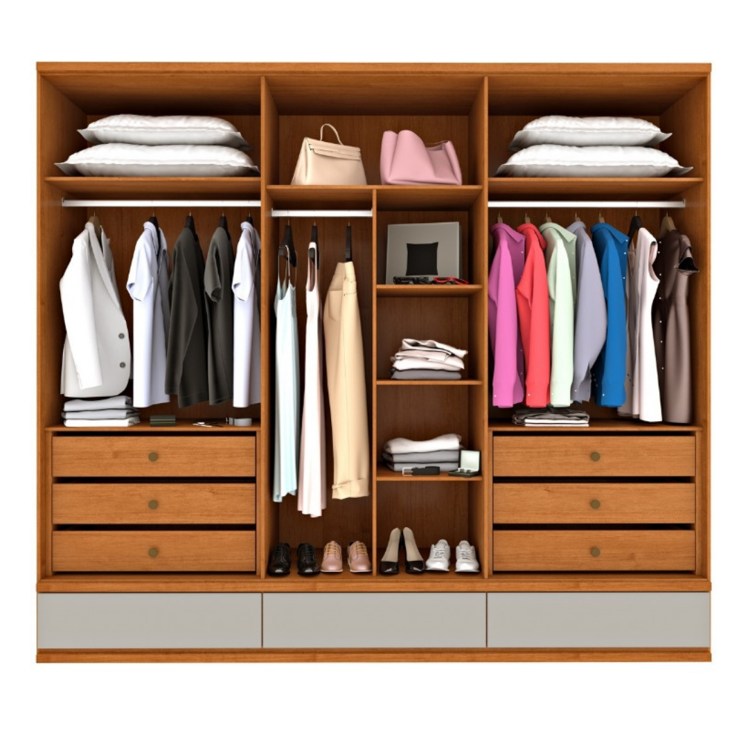 Guarda-Roupa 6 Portas Esparta 2,70 m Cinamono/Off White - Imagem 2