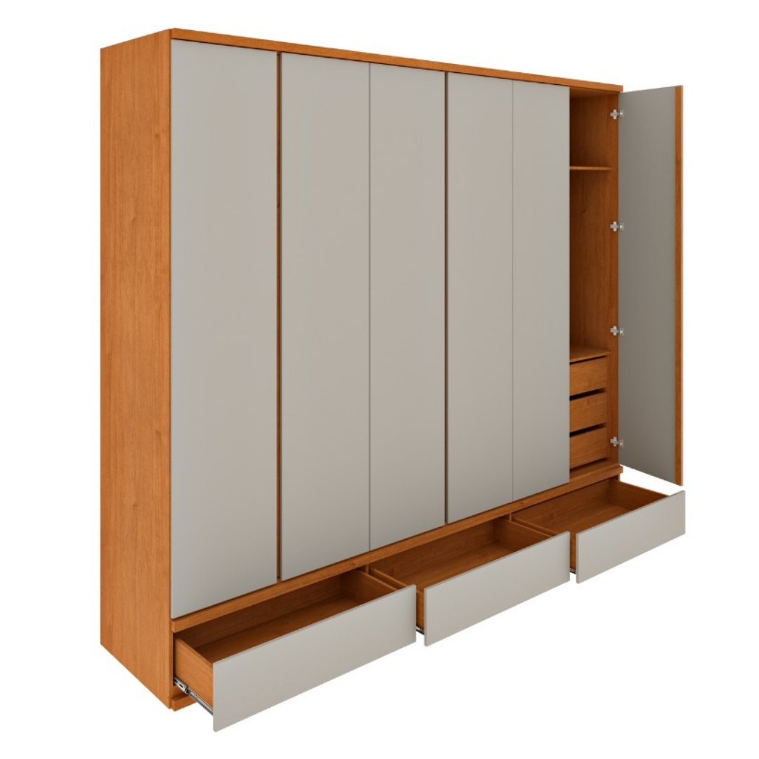 Guarda-Roupa 6 Portas Esparta 2,70 m Cinamono/Off White - Imagem 3