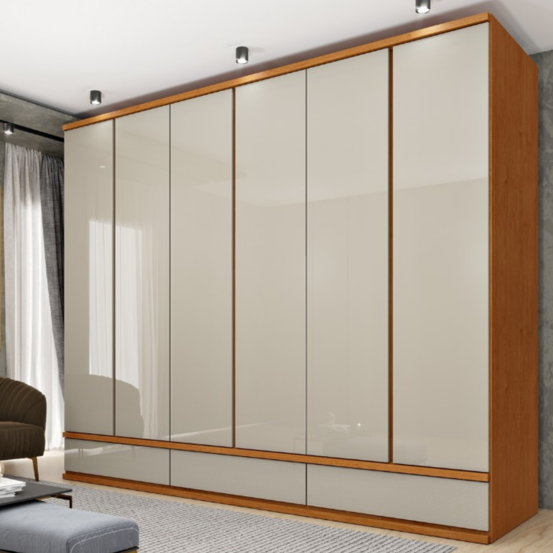 Guarda-Roupa 6 Portas Esparta 2,70 m Cinamono/Off White